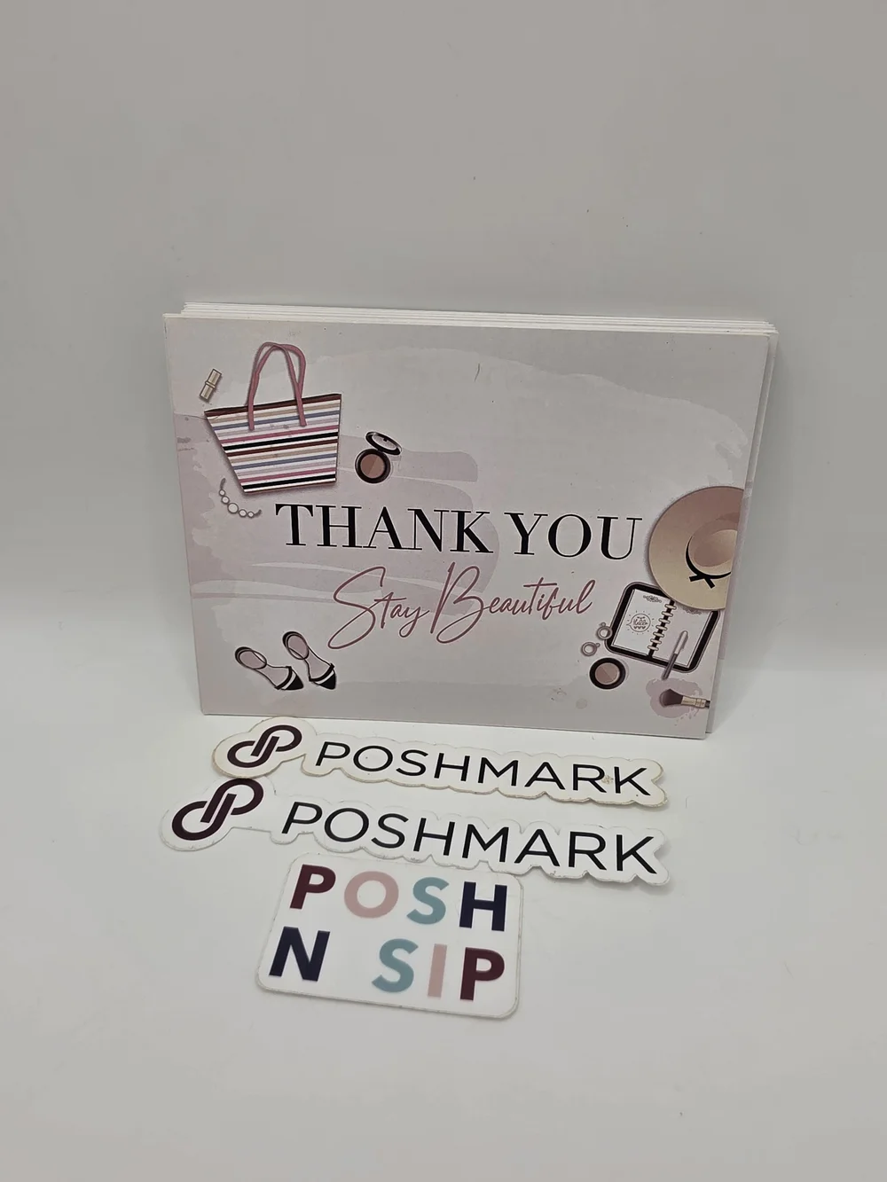 Poshmark Pink Thank You Note Cards Stickers Pack 25